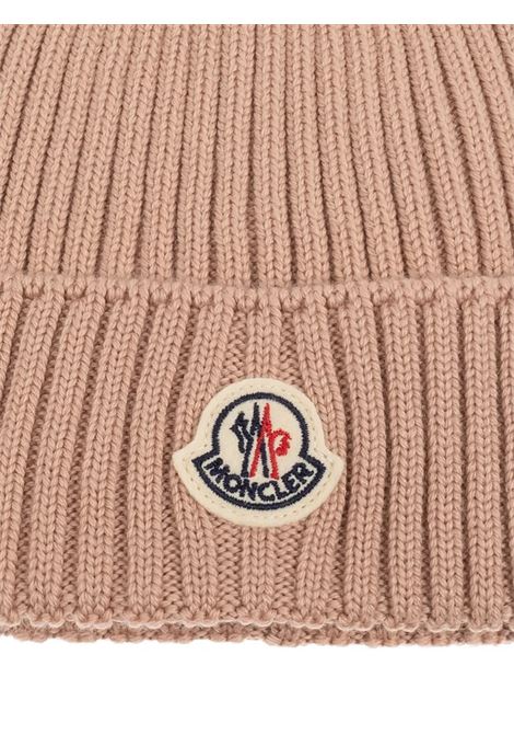 Berretto Tricot Rosa Con Patch Logo MONCLER ENFANT | 954-3B00012 M1131513